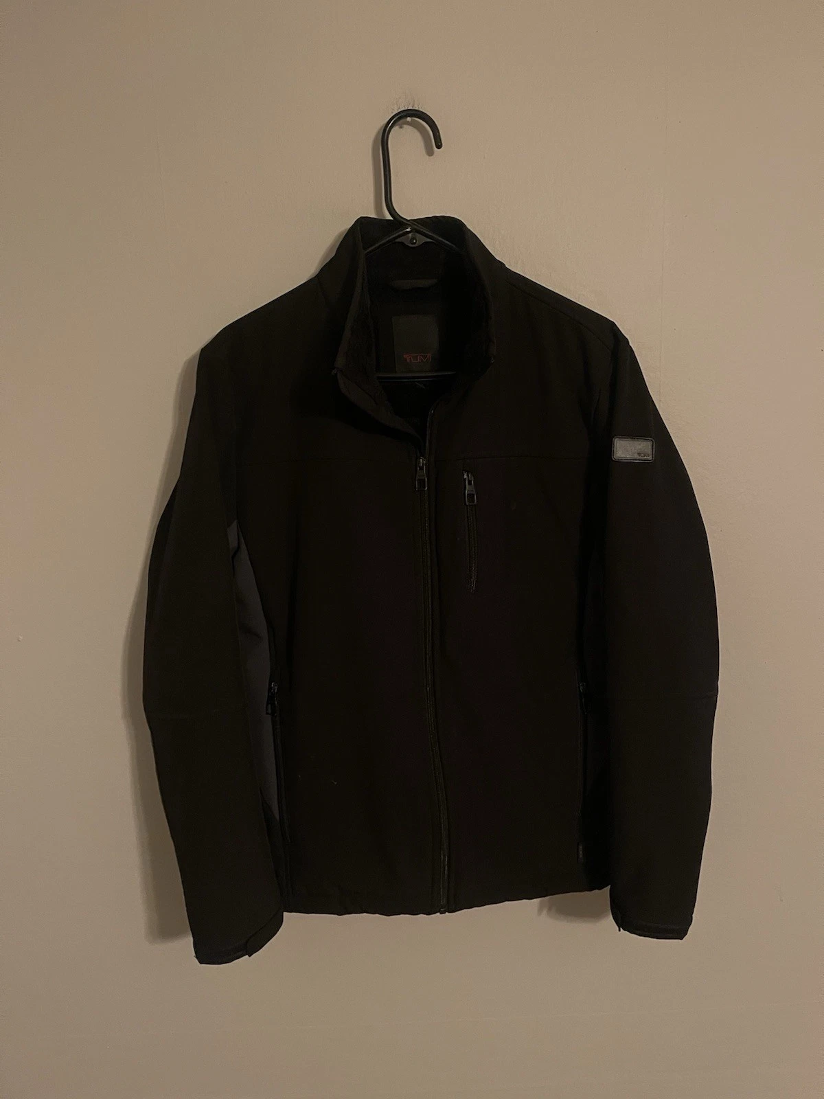 Tumi F87219 Black Soft Shell Sherpa Lined Full Zip Jacket - Men’s Small