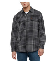 Orvis Men s Flannel Shirt Regular Fit Heavyweight Cotton Plaid Gray Size XL