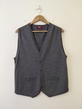 TM Lewin Sleeveless Cardigan Vest Large Grey Merino Wool London Jermyn STREET