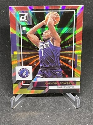 Anthony Edwards 2022-23 Panini Donruss #96 Asia Red and Gold Holo Laser T-Wolves