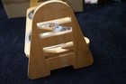 Adj Elevated Bamboo Pet Bowl Stand w/ears Double Stainless Steel bowls — photo 4