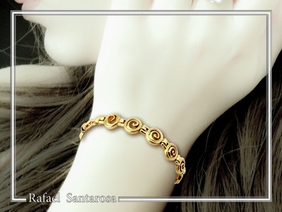 Silver Spiral Beaded Bracelet 18 karat gold filled Spiral Round Beads. Ancient
