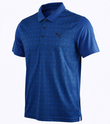 Puma Herren Golf Poloshirt Small blau dryCELL feuchtigkeitsableitendes Strichmuster