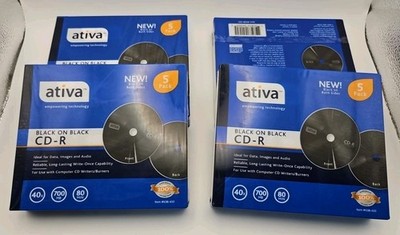 Ativa Black On Black 80-min. Recordable CD-R LOT OF (4) 5-packs (20 Total) NEW