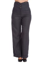 Grey Wide Leg High Waist 50s Vintage Retro Flared Sassy Trousers BANNED Apparel