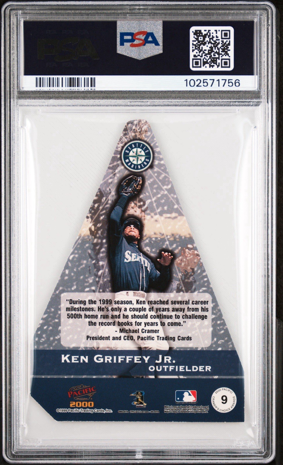 #095 - 2000 Pacific Cramer's Choice Award #9 Ken Griffey Jr. - PSA NM 7 POP 1 view 2