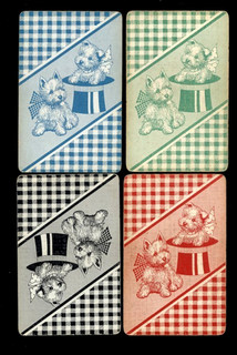 VINTAGE RETRO PLAYING CARD WEST HIGHLAND TERRIERS INSIDE TOP HAT RIBBON NECK BO