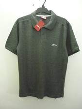 Image of BNWT Slazenger Mens Charcoal Grey Logo Short Sleeve Polo Shirt T Shirt XS