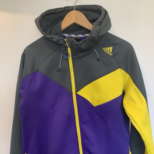 Adidas Giacca Uomo Taglia Small Viola Colore Blocco ED 1SD Pile Felpa con Cappuccio Outdoor - Foto 2 di 18