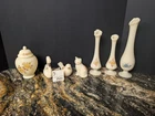 Fenton Satin Custard Brown Floral Pattern Lot