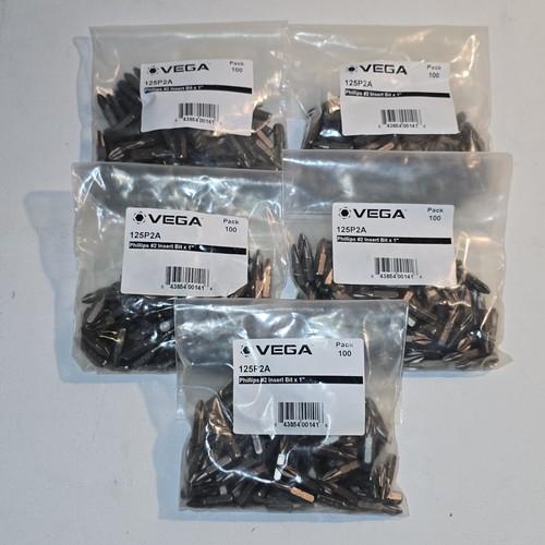 Lotto 5 (QTÀ 100) Vega Tools #2 Phillips Inserto Driver Bit 125P2A 1 pollice 500 totale - Foto 1 di 5