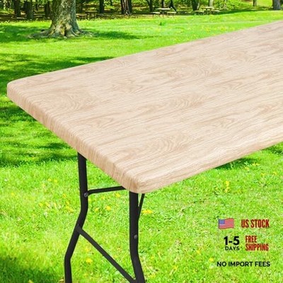 Rectangle Table Cloth Cover, Waterproof Elastic 72'' x 30'' (Rectangular) Beige