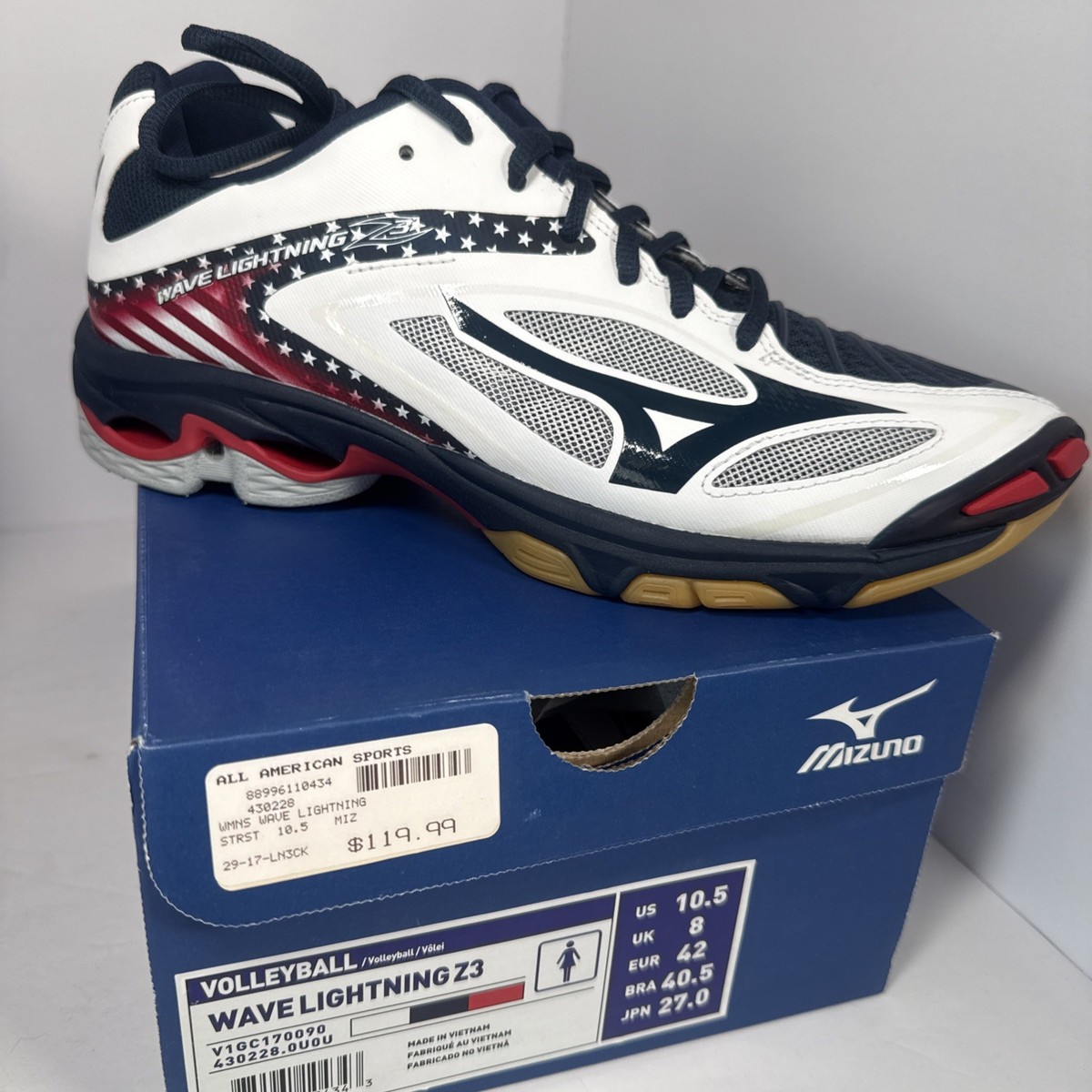 Mizuno Wave Lightning Z3 バレーボールシューズ 26cm Mizuno Wave Lightning Z3 Womens 10.5 Volleyball shoes White Black