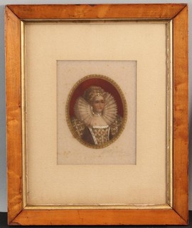RARO Antiguo Siglo XIX Firmado G.W.H. Grabado mezzotint Ritchie Queen Elizabeth I