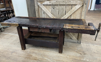 Antique Wood Carvers Workbench Kitchen Island Bar Counter Table