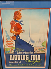 1939 NEW YORK WORLD'S FAIR FOR YOUR SUMMER VACATION POSTER - NEAR MINT!