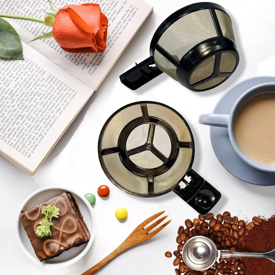 Paquete rentable de 2 filtros de café dorados reutilizables para cafeteras Hamilton Foto 4 de 4