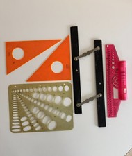 VTG Drafting Tools. Dietzgen 15" Parallel Ruler, Triangles, Template, Etc.