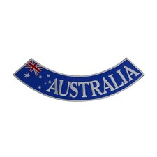 AUSTRALIA Rocker Patch - 10.5" x 2.25" Blue & Silver Biker Vest Jacket Flag DIY