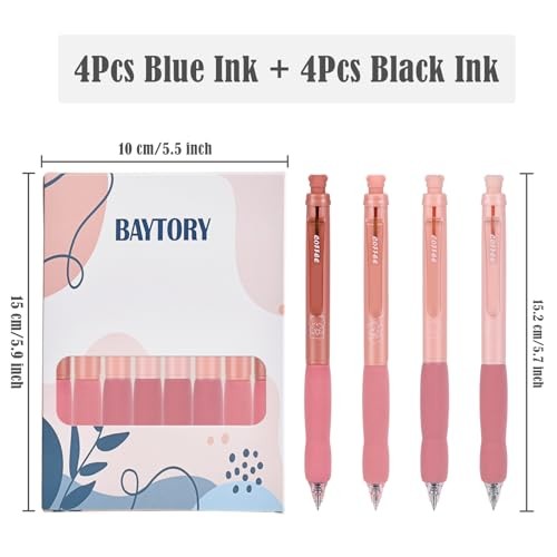 8Pcs Retractable Erasable Gel Pens, 4 Blue & 4 Black Ink 0.5 mm Fine Pink - Bild 4 von 7