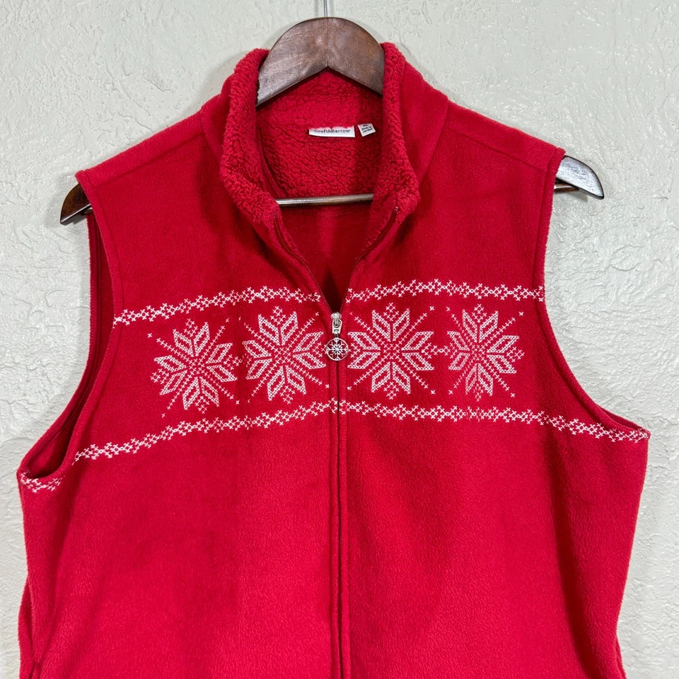 Chaleco de Vellón Y2K XL Copo de Nieve Nórdico Invierno Navidad Vacaciones Piel Sintética Sherpa Años 90 De Colección Foto 2 de 4