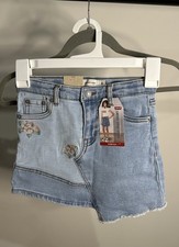 Levi's  Girls' Floral Embroidered Mash-Up Denim Skirt - Light Wash Size 6 Reg
