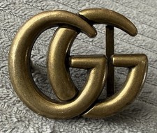 Classic Style GG Belt Buckle Gucci Brushed Antique Brass Toned Small VTG