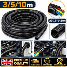 Corrugated Wire Loom Conduit Cable Sleeve Car Harness Protector 3/5/10m Black