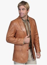 Scully Leather Mens Western Lambskin Sportcoat Blazer Jacket Ranch Tan Size 44