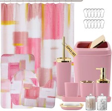 Bathroom Set - Pink and Gold Bathroom Accessories Set, Bathroom Sets with Sho...