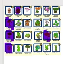 Webkinz Virtual Items trees and topiary's HTF please leave note reply to seller