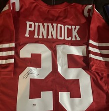 SAN FRANCISCO 49ERS JASON PINNOCK SIGNED TO RED CUSTOM JERSEY psa COA!!!!