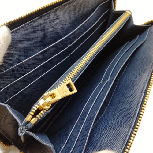 Prada Bolsa Cosmética Cartera Larga Juego de 5 Cuero Azul 1022912 - Imagen 7 de 11