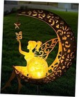 Solar Garden Statues Outdoor Decor, Fairy Moon Figurine Light Stake,
