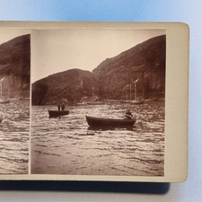 Sark Stereoview 3D um 1925 Echtfoto Creux Hafen Yachten Rudern Kanalinseln