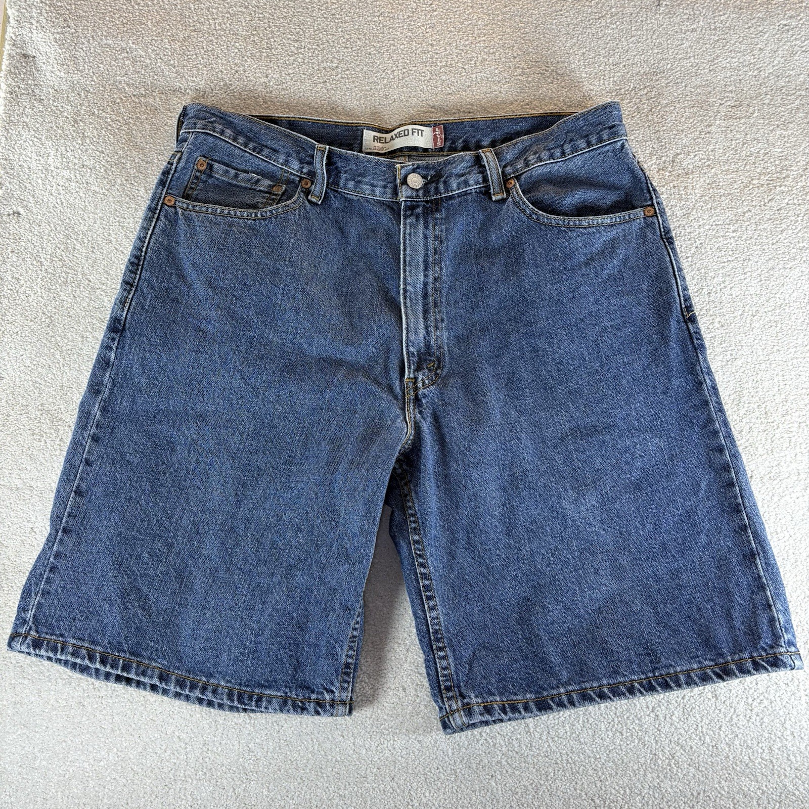 Vintage Levis 550 Shorts Men 38 Relaxed Fit Blue Jean Jorts Baggy 90s Y2K Dad