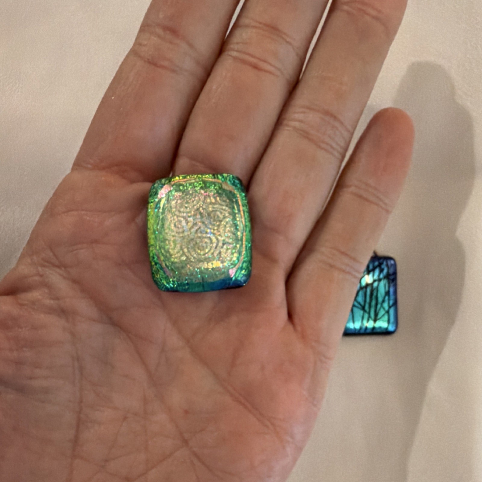 Handcrafted Glass Artisan Rectangle Multicolor Ar… - image 3