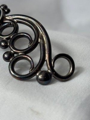 Vtg Guss Sterling Silver Bun Holder Hair Piece Carved Flower  display picture 2