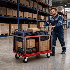 6-in-1 Platform Trolley with Removable Mesh Cage 900kg Folding Hand Truck