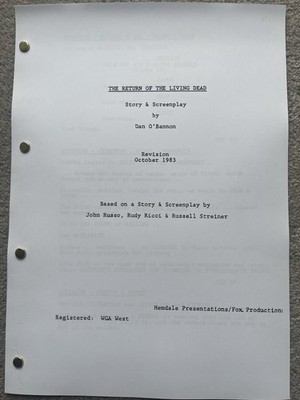 The Return Of The Living Dead (1985) Film Script / Screenplay.