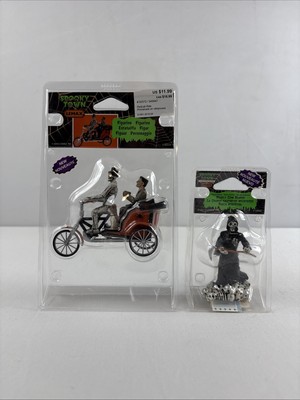 Lemax Halloween Spooky Town Pedicab Ride And Grim Reaper Figurine Set Of 2 NEW