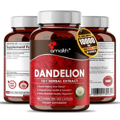 Dandelion Root Taraxacum Officinale 10000mg 90 Capsules Liver Supplement