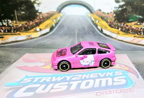 Hot Wheels Honda CRX ***Custom Hello Kitty W/ Spectraflame And RealRiders*** - Picture 2 of 3