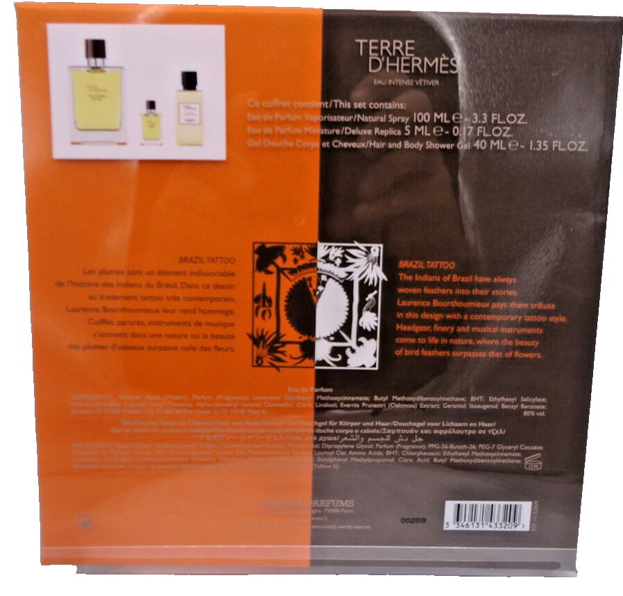 Terre d'Hermes Eau Intense Vetiver 3Pc Set Eau de parfum 3.3 &.17+