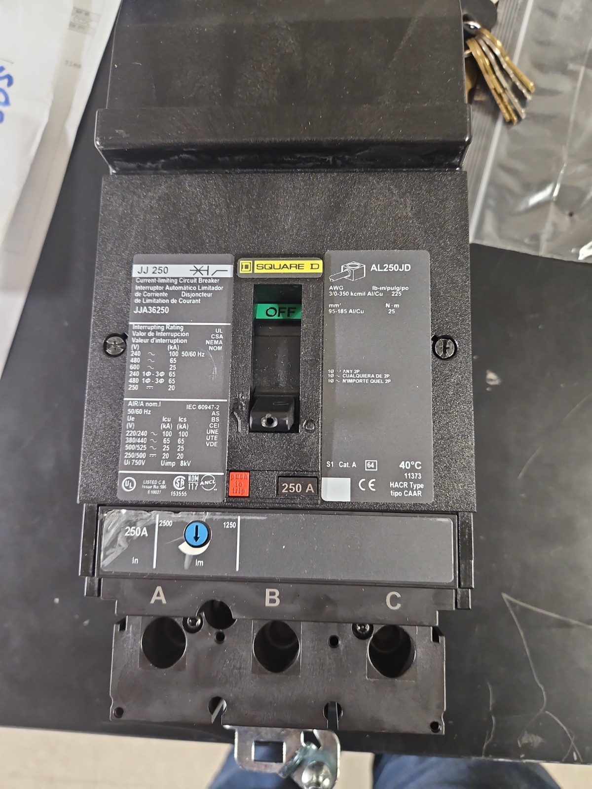 Square D JJA36250 250A 600V I-Line,  Circuit Breaker