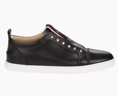 Christian Louboutin F.A.V Black Leather Sneakers with Silver Studs