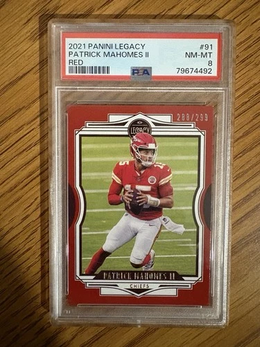 2021 PANINI LEGACY #91 PATRICK MAHOMES II RED /299 PSA 8 KC CHIEFS