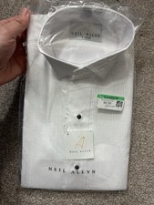 NWT Neil Allyn Tuxedo Shirt Mens S 32/33 White Laydown Collar Pleated