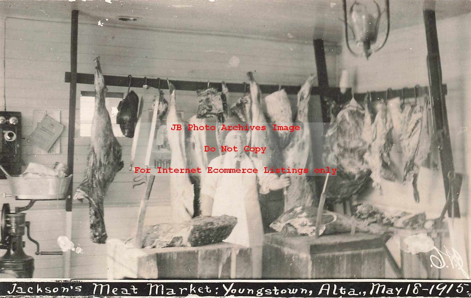 Canada, Alberta, Youngstown, RPPC, Jackson's Meat Market, Interior View