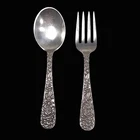 Vintage S. Kirk & Son Sterling Silver Baby Spoon & Fork Set Repoussé Floral 38gm